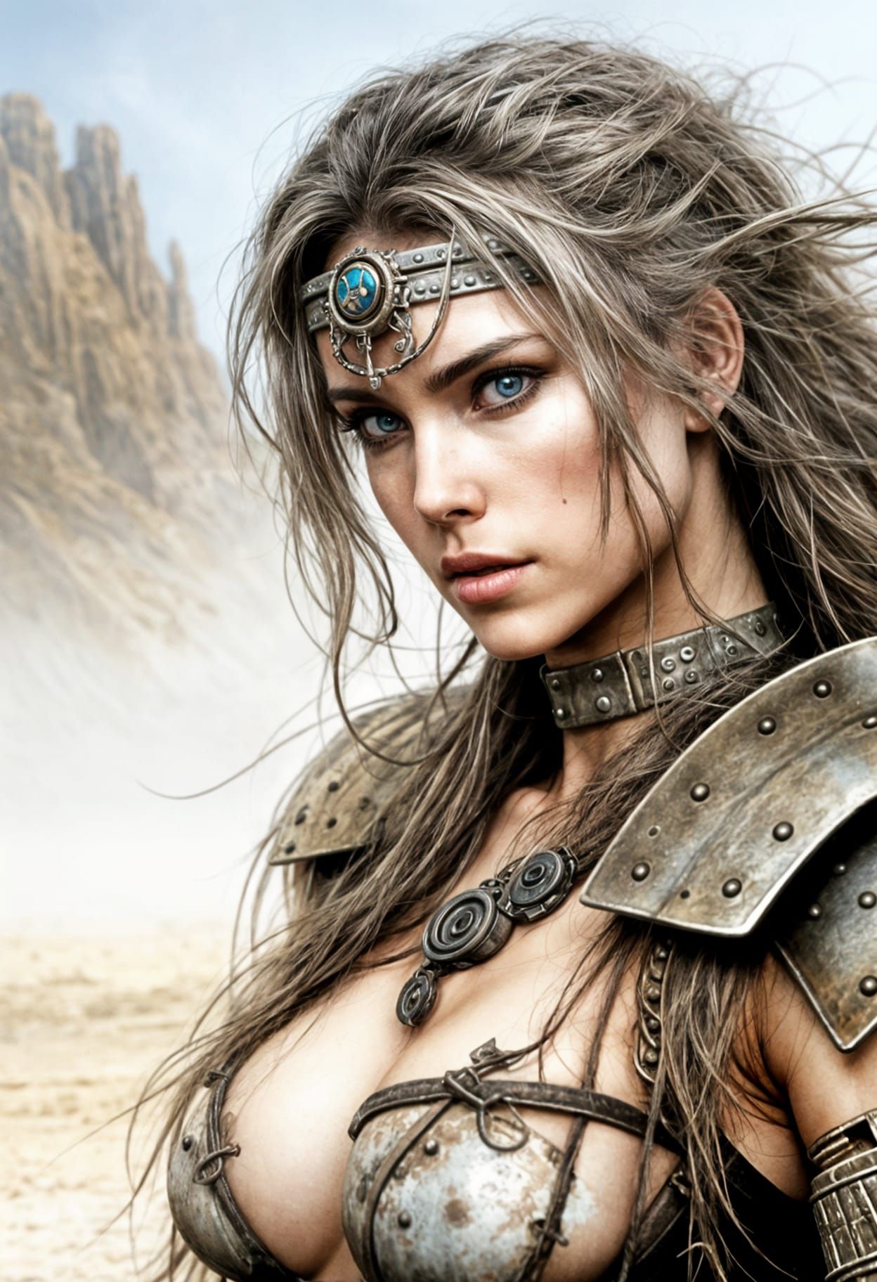 Gritty Postapocalyptic Female Survivor in a Barren Wasteland