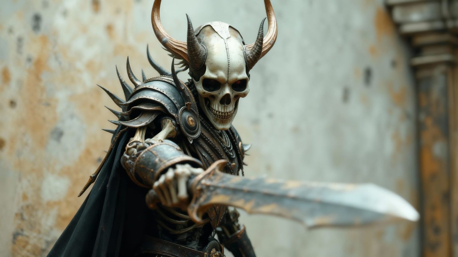 Bone Warrior in Polished Armor Holding Bone Sword