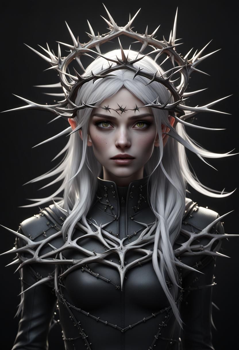 Anime-Inspired 3D Model of Girl with Thorns