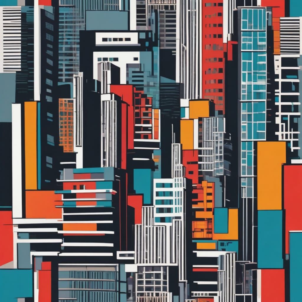 Futuristic Cubist Cityscape in Picasso Style