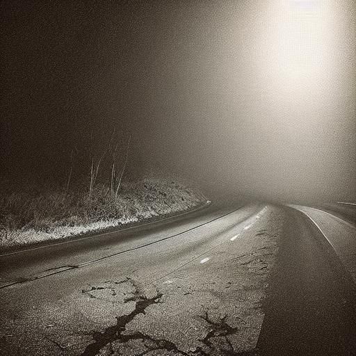 The road stretched long, the moon hung pale,
A weary driver,...