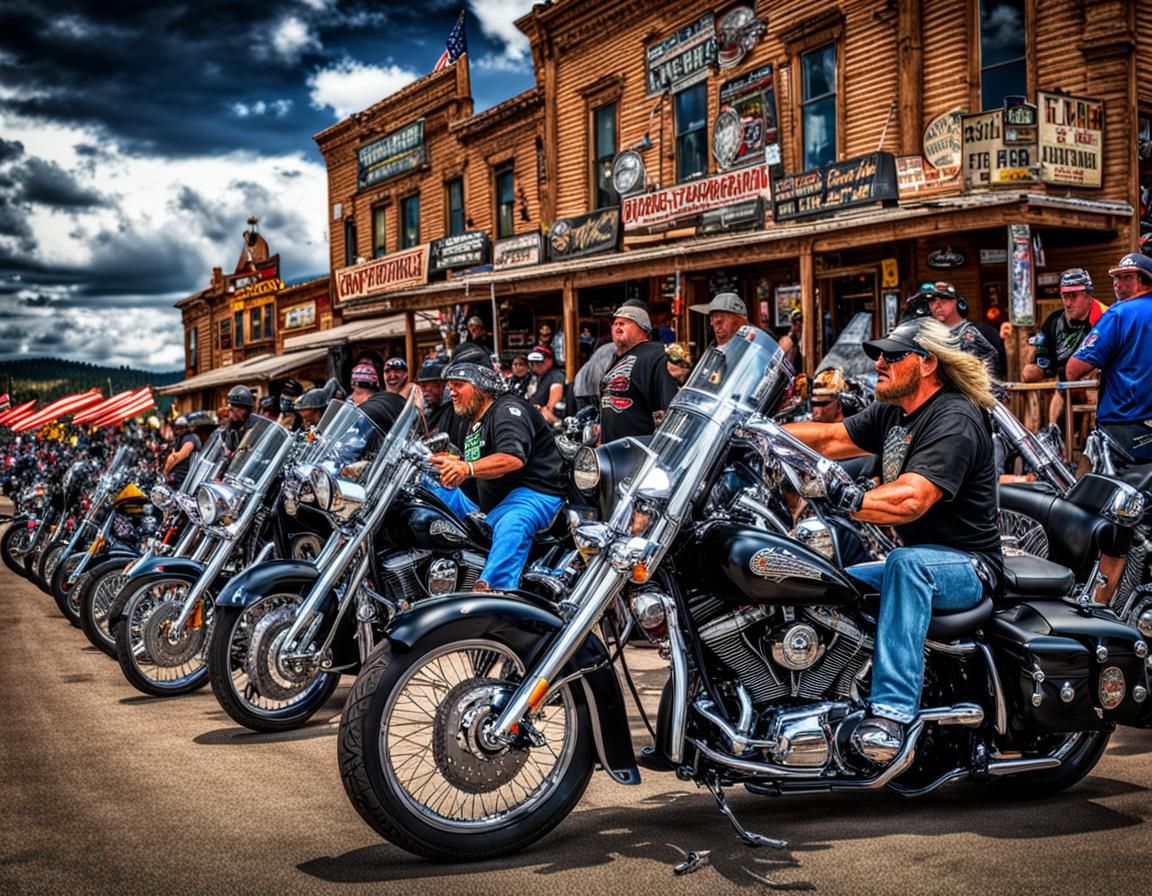 Sturgis Motorcycle Rally: Hyperrealistic Biker Scene