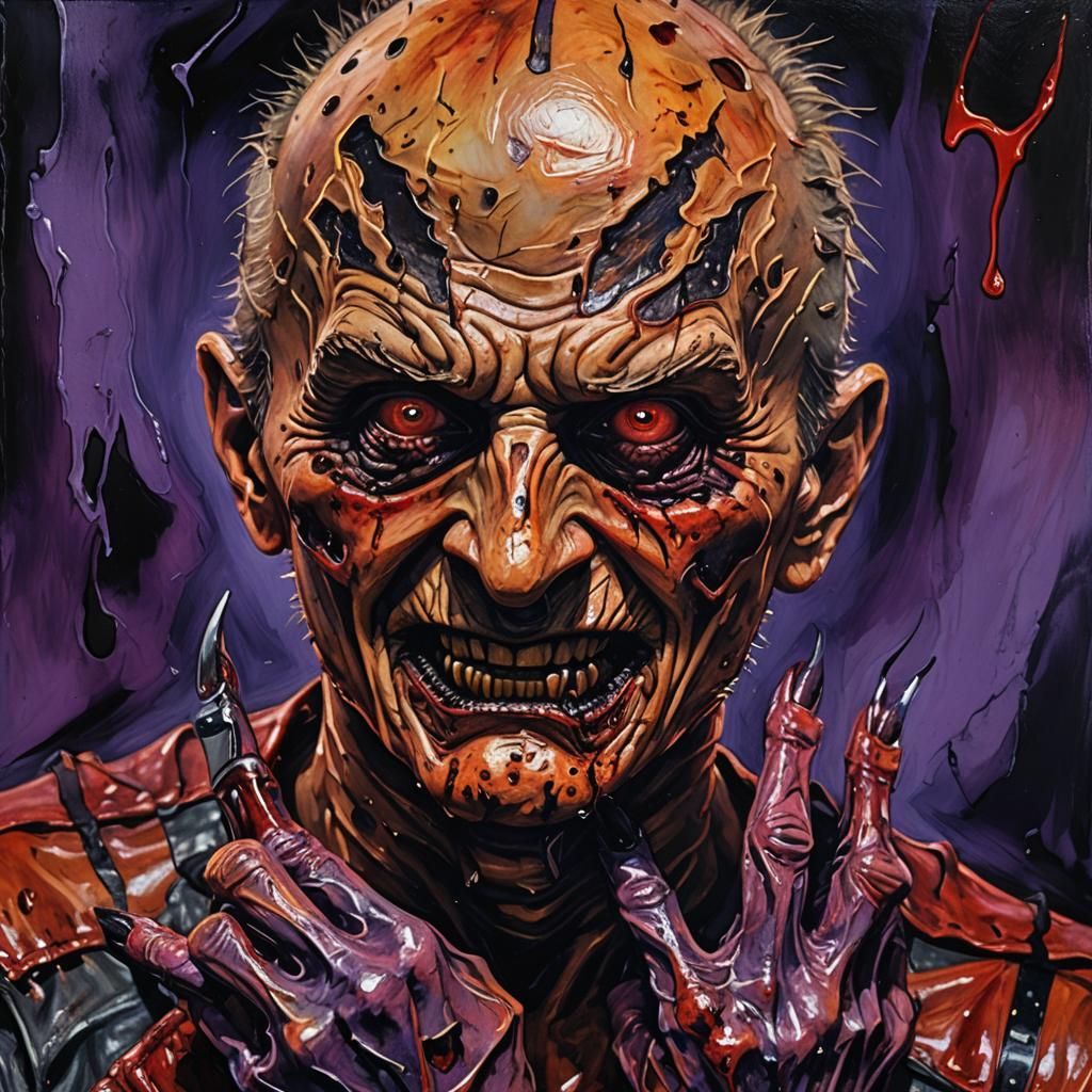 Freddy Krueger's Disfigured Face: Horror Concept Art