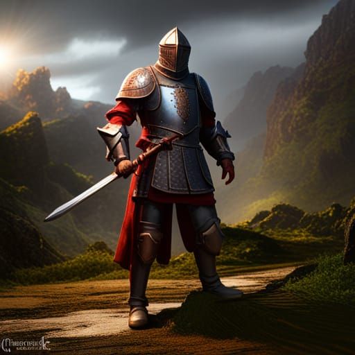 Battle-Worn Knight in Dark Fantasy Style