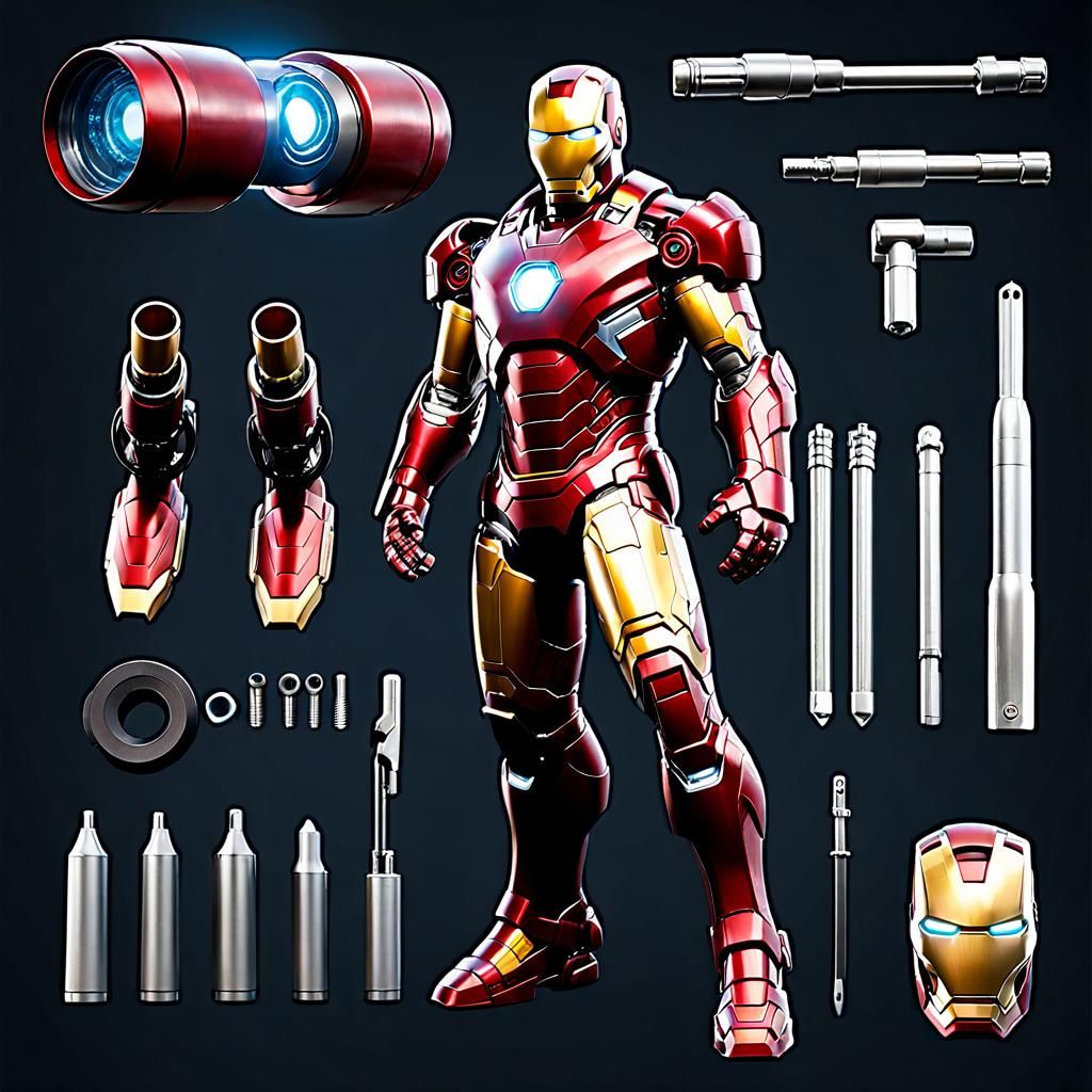 Ironman Parts Inventory: Photorealistic 3D Render