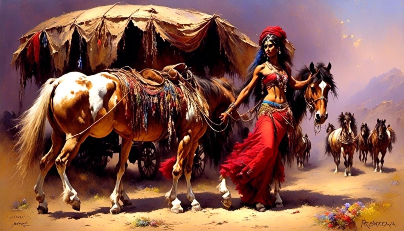 Gypsy Dancer in Motion: Digital Painting