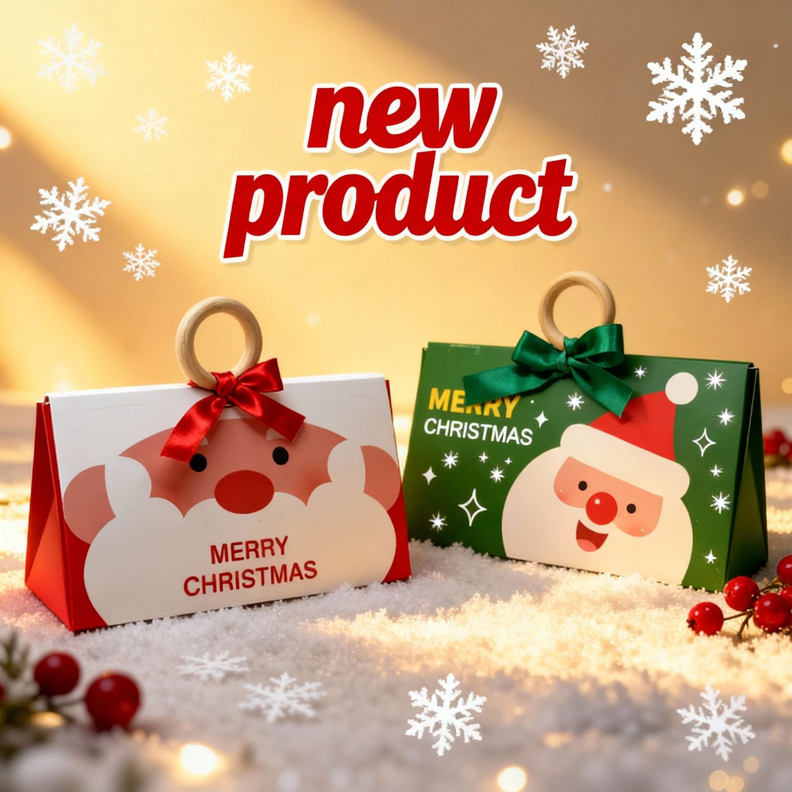 Joyful Christmas Gift Box Poster for New Product Launch