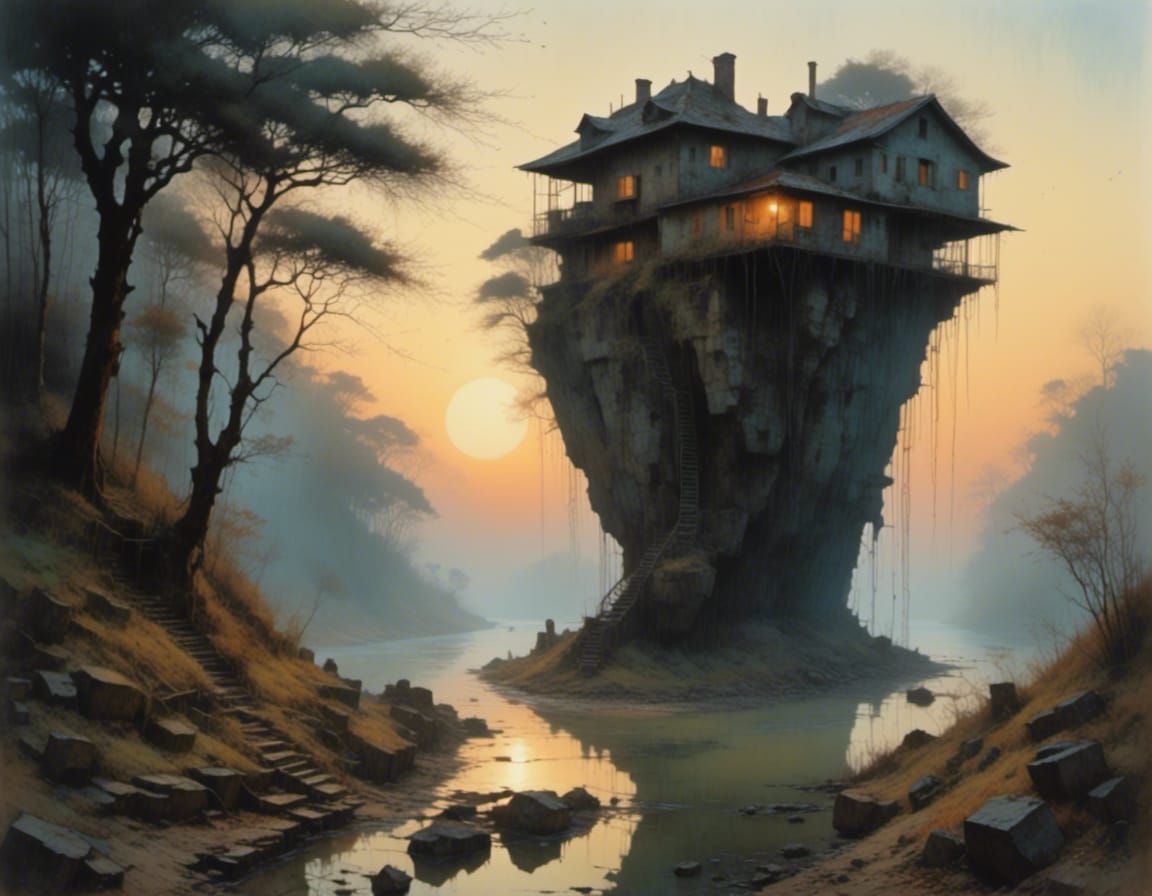 House Carved in Rock at Sunrise