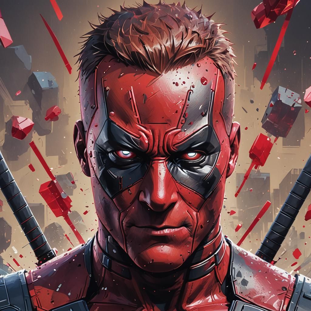 8-bit Deadpool Portrait in Digital Art Style