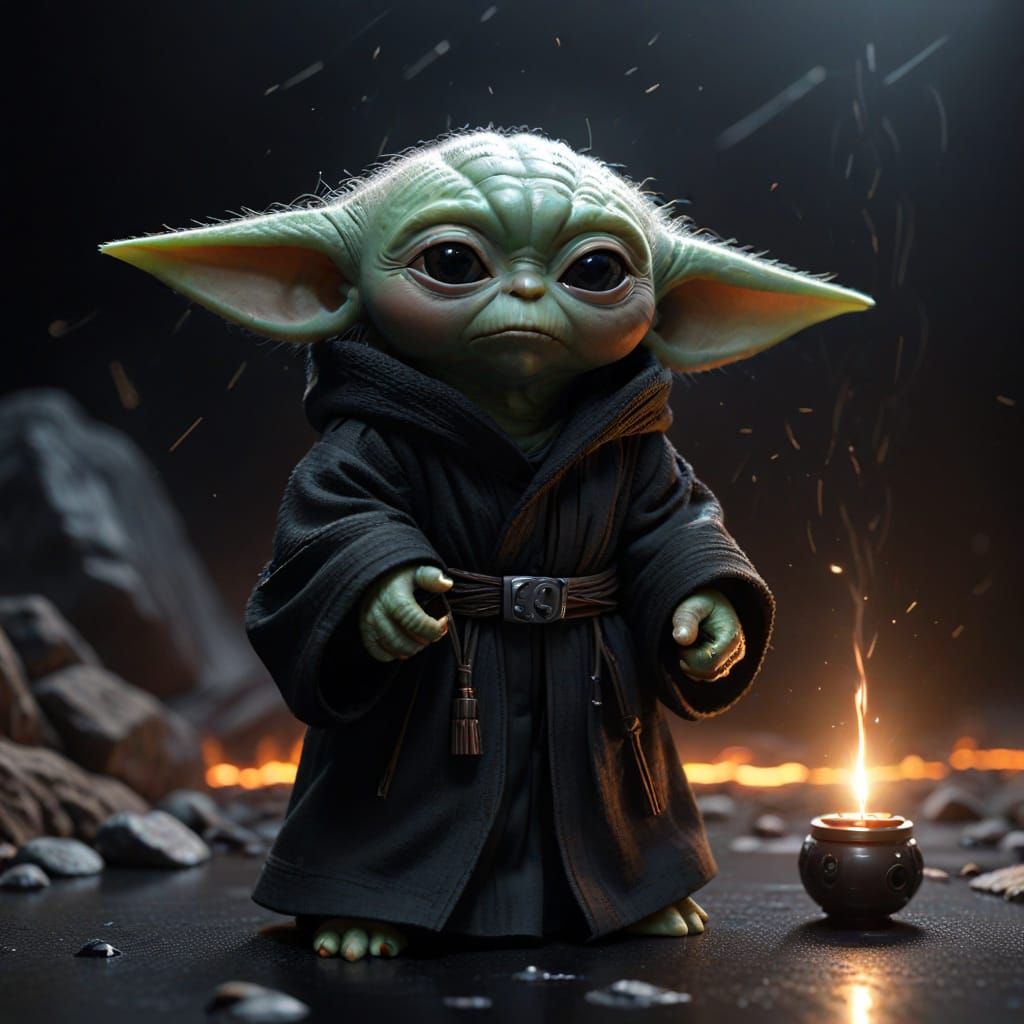 Sith Lord Baby Yoda Stuffed Toy in Comic Art Style