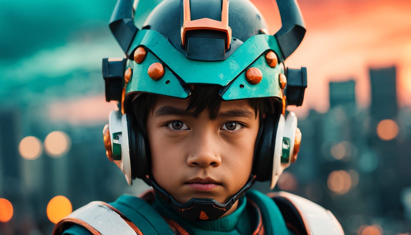 Cyber Samurai Warrior in Futuristic Cityscape