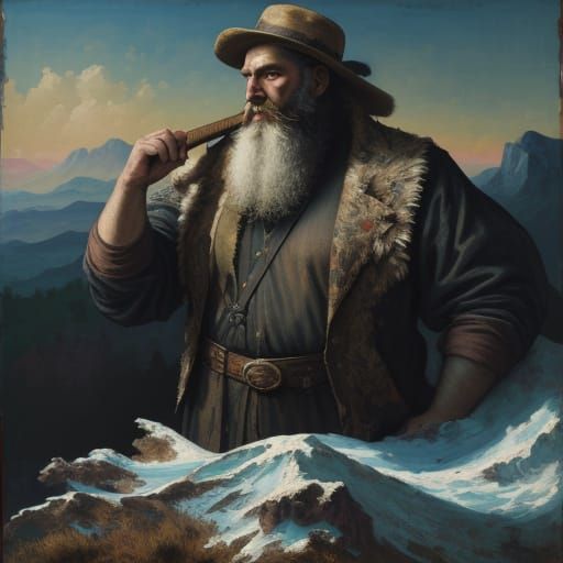 Impressionist Bearded Man in Vast Landscape