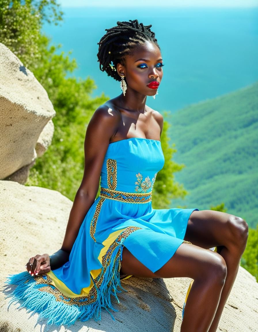 Elegant Woman with Dreadlocks in a Hot Climate