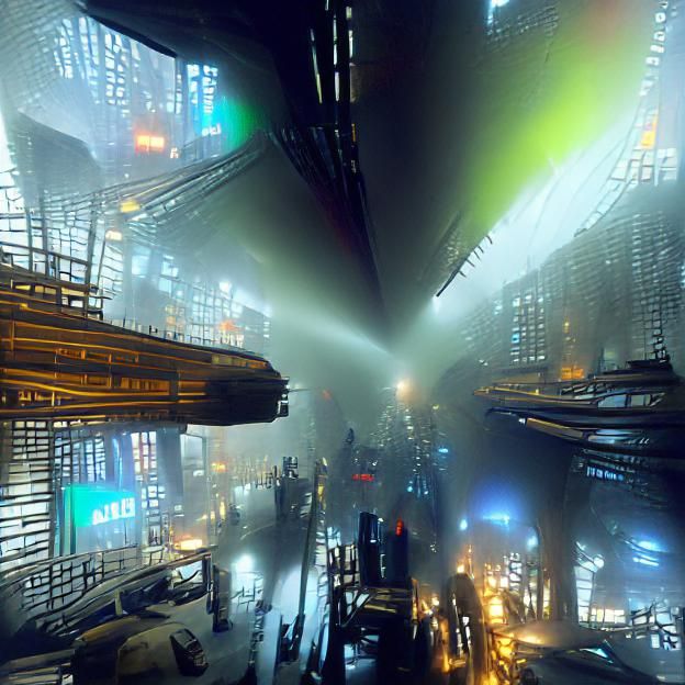 Neon Cityscape in Cyberpunk Style