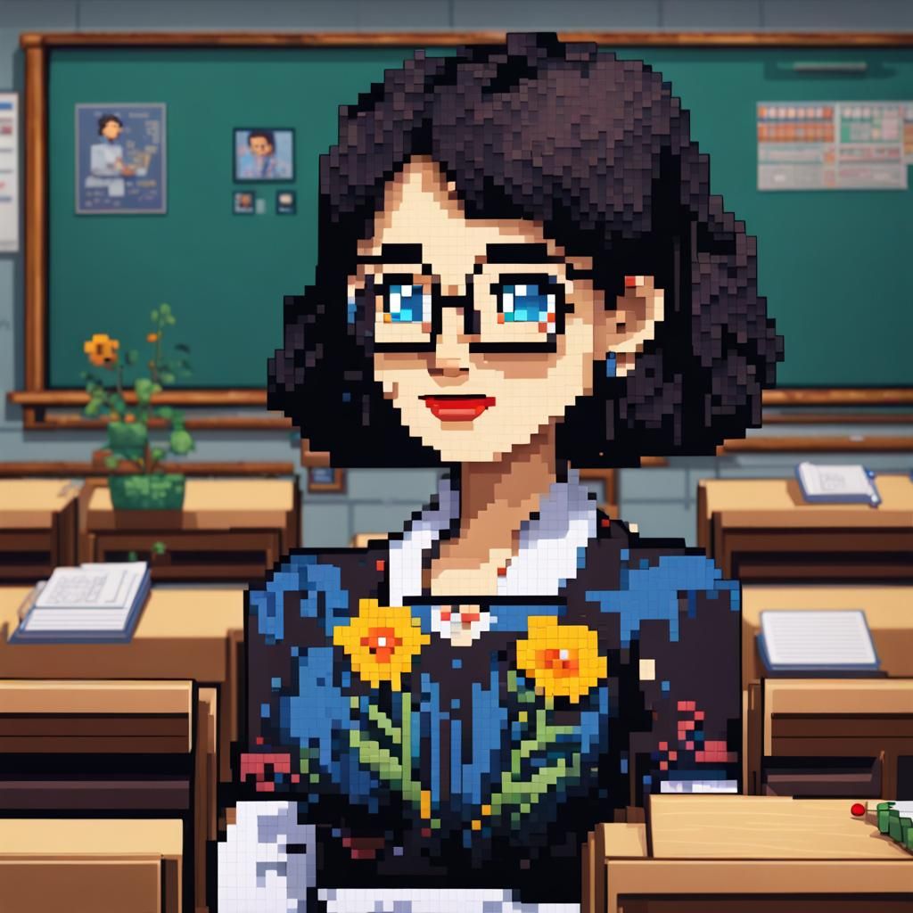 8-bit Pixel Art Portrait of a Teacher