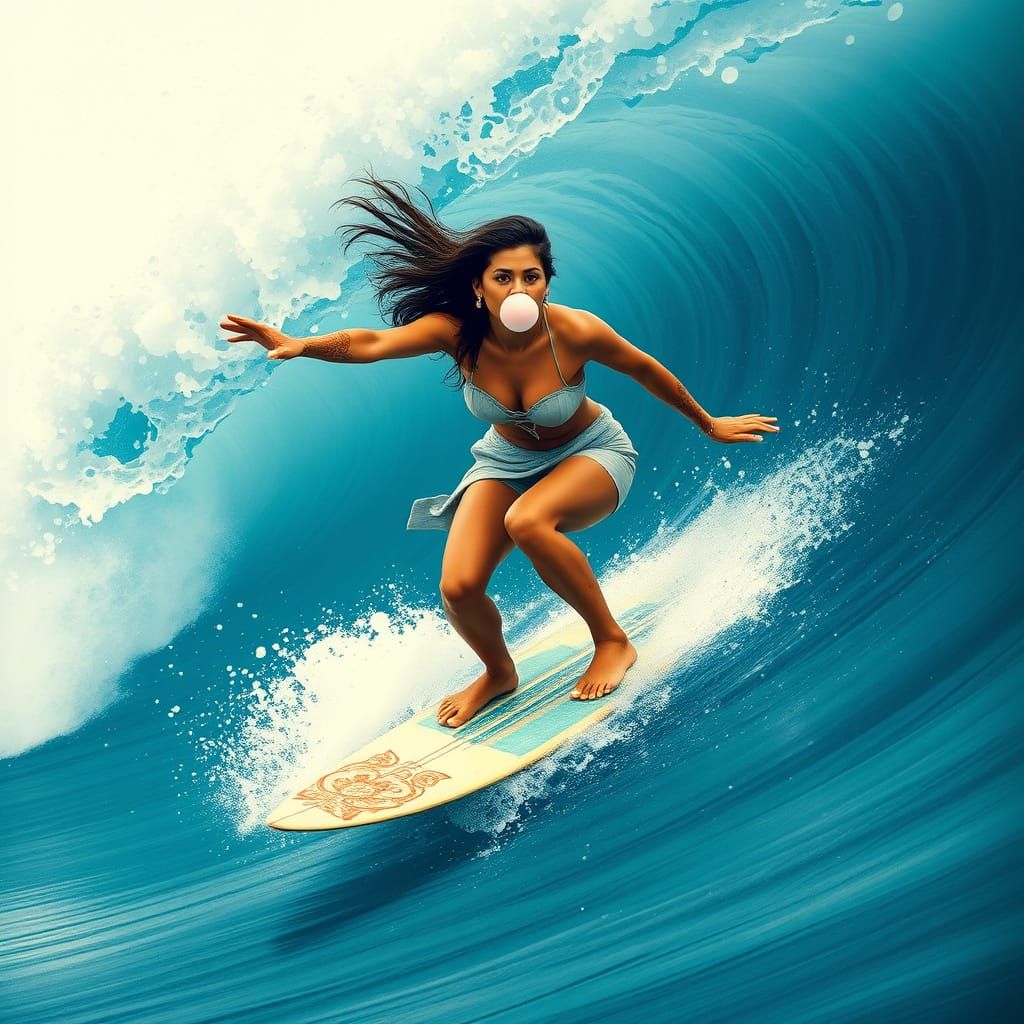 Indian Goddess Rides the Wave with Vibrant Henna Designs