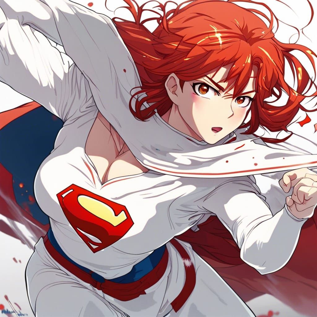 Anime Girl vs Superman in Manga Style