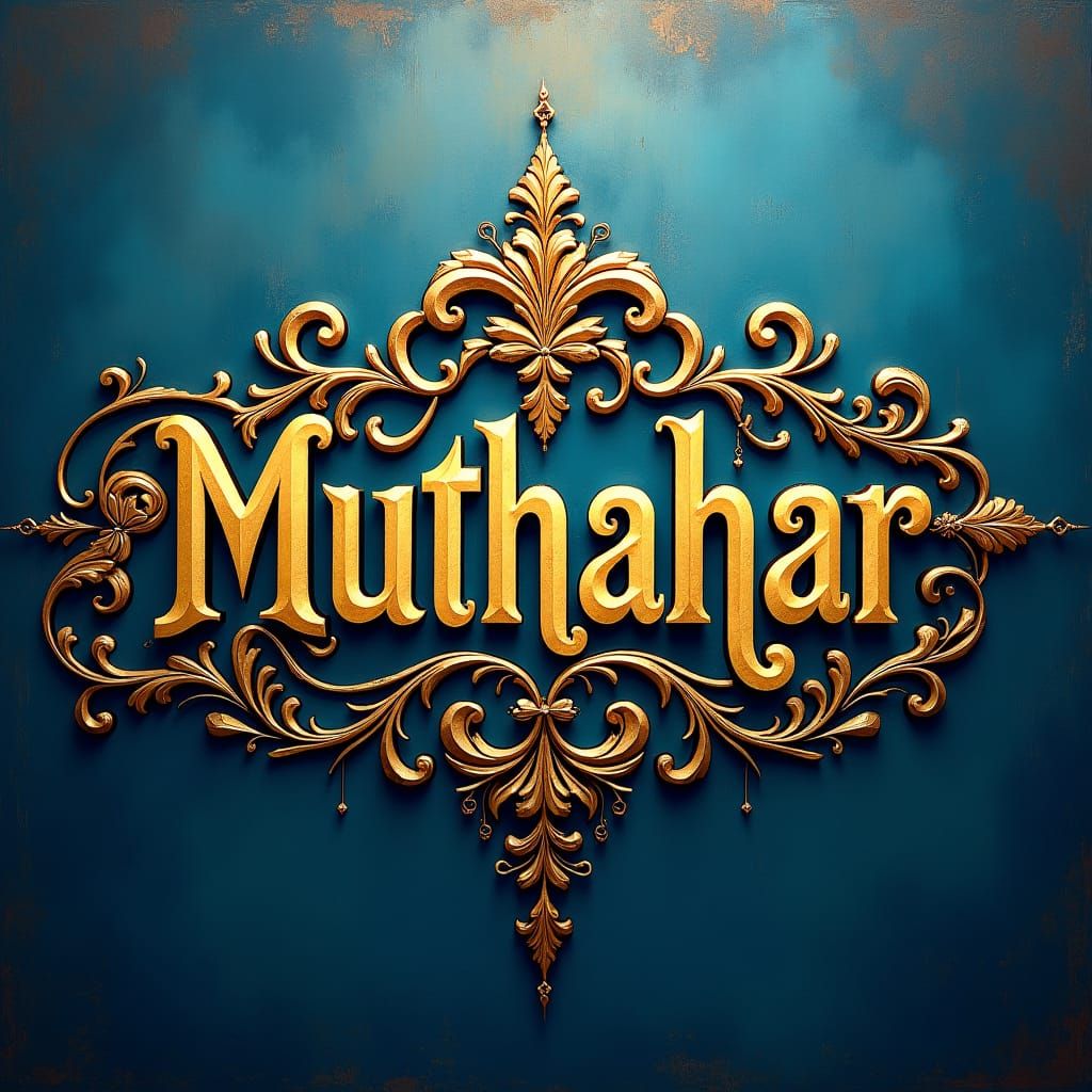 Ornate Gold Inscription of Muthahar in Fantasy Art Style
