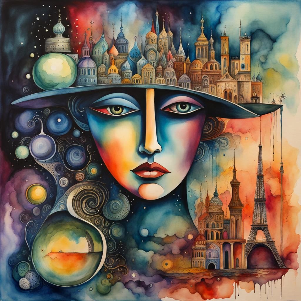 Surreal Dreamscape: Watercolor Search for the Void