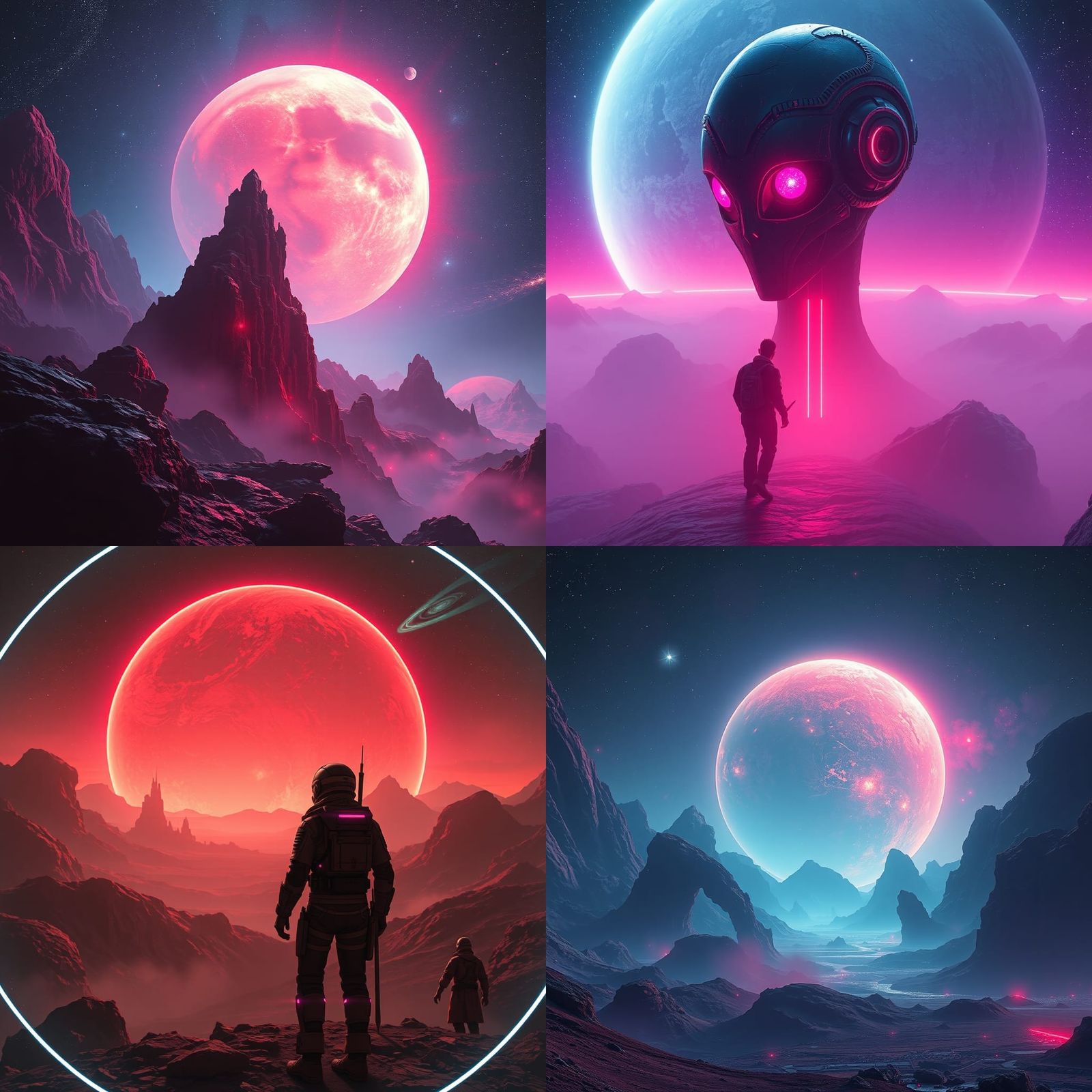 Cyberpunk Alien Planet in Neon Space