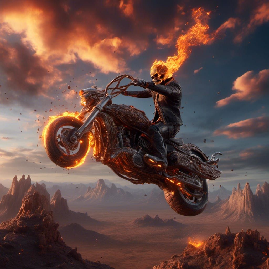 Cowboy Ghost Rider in Detailed Matte Painting