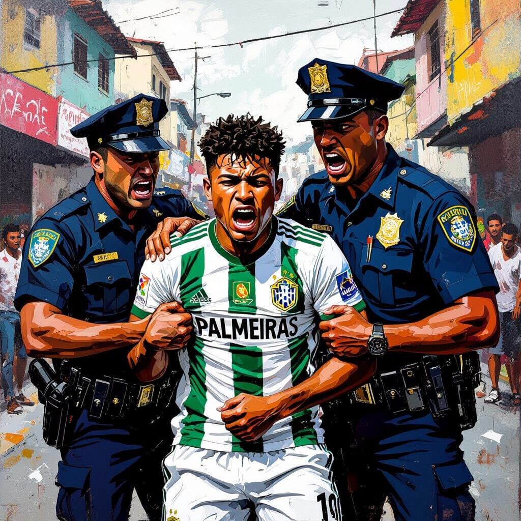 Brazilian Police Confrontation in Basquiat-Style Street Art