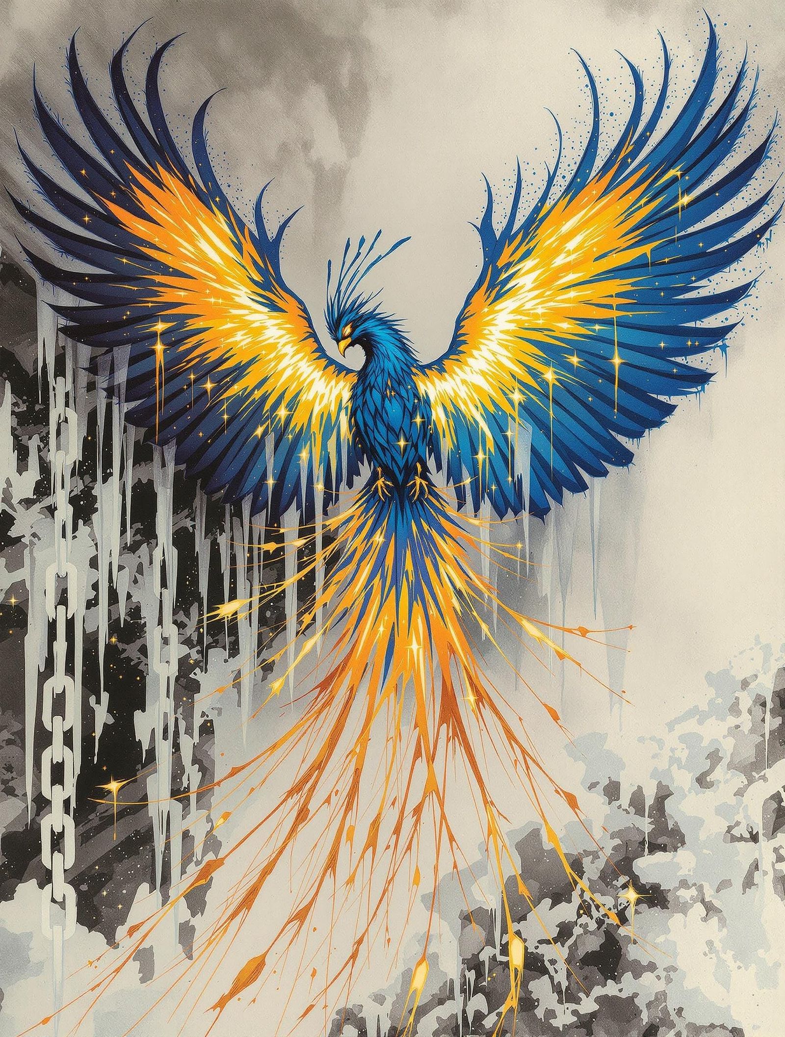 Quetzal's Eruptive Liberation in Icy Splendor