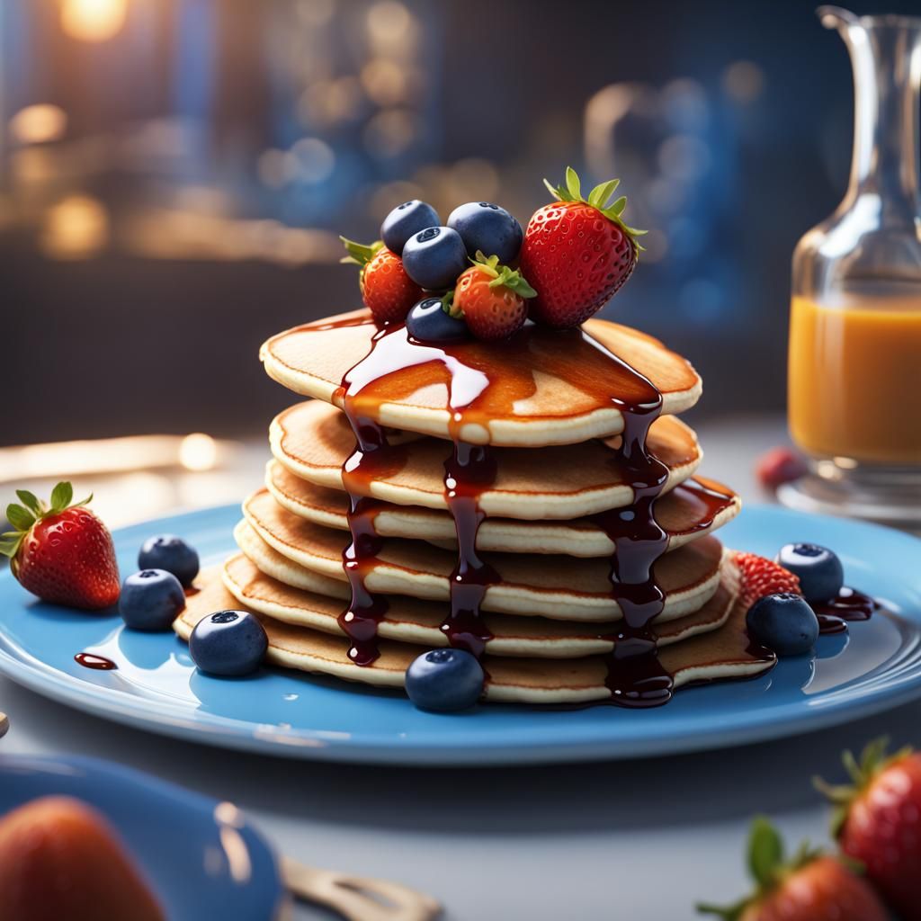 Pancakes with Berries: Detailed Matte Painting