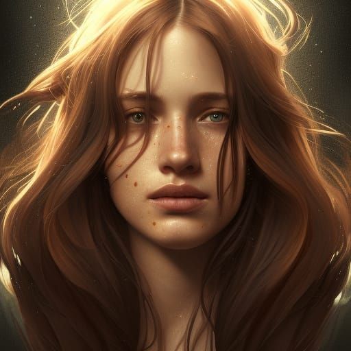 Detailed Portrait of a Woman with Freckles