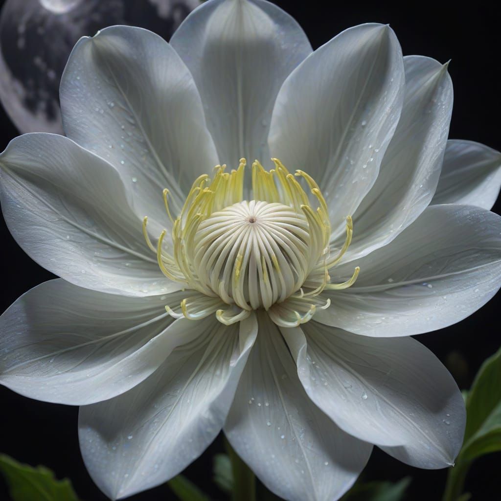Stunning Moon Flower Blooms Under Full Moon in Hyper-Detaile...