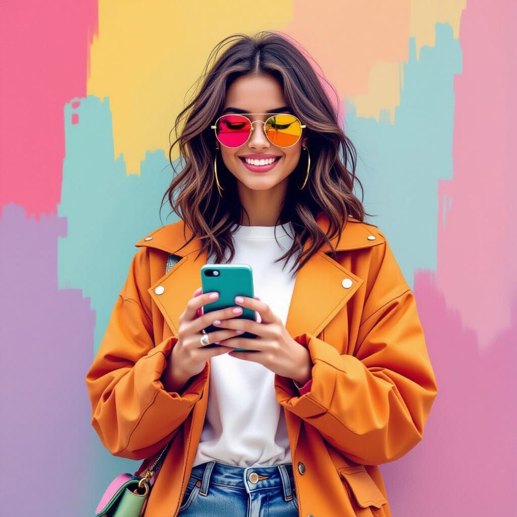 Trendy Social Media Influencer in Digital Art Style