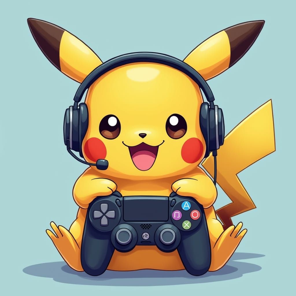 Chubby Pikachu Puppy Plays PlayStation with Joy