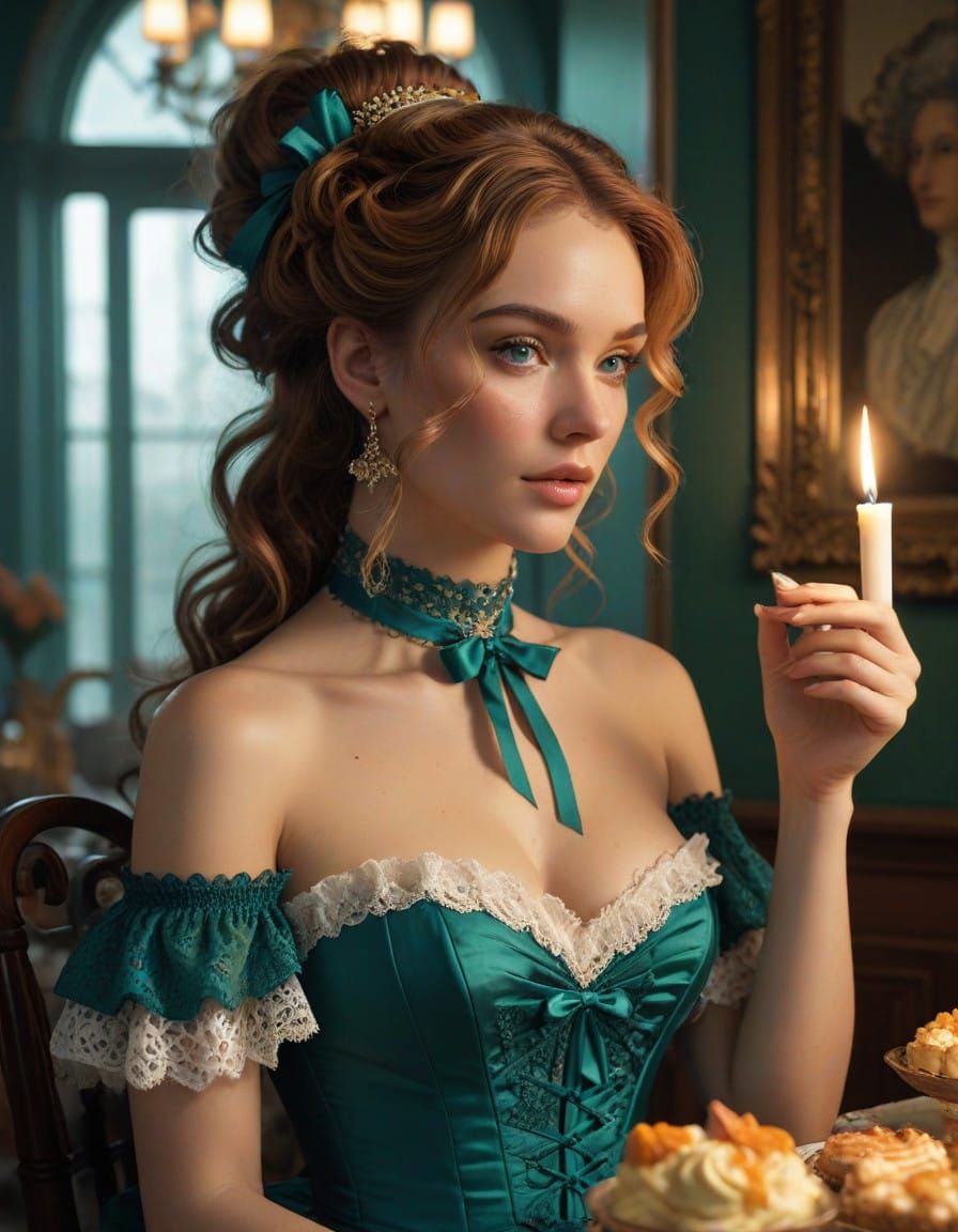 A Regal Countess in a Victorian Gown