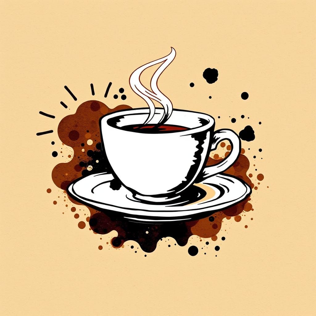 fancy niche independent coffee shop logo using ink splatter art