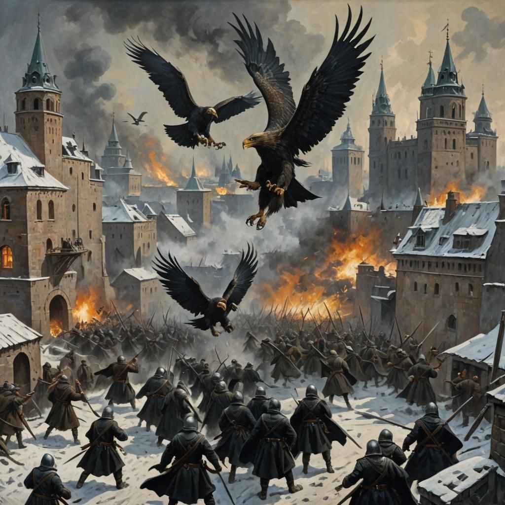 Epic Siege of Gondor: A 1940s Oil Painting