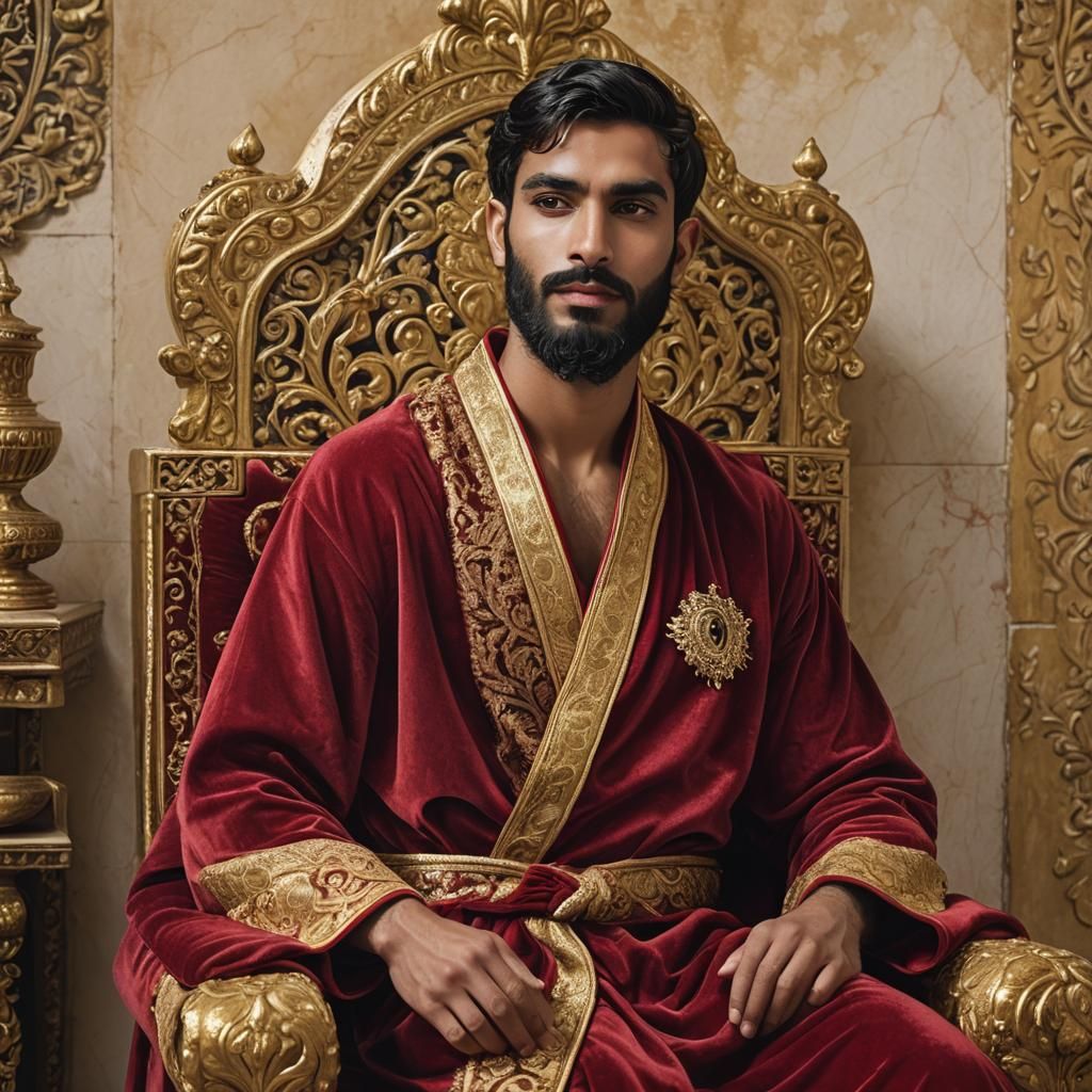 Elegant Prince on Throne in Impressionist Style