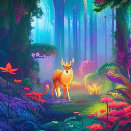 Colorful Animals in Fantasy Forest Concept Art