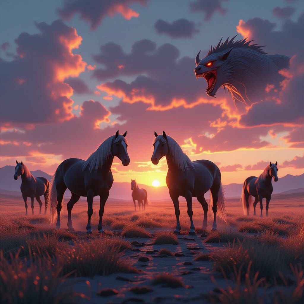 Horses and Monsters on Cataclysmic Plain