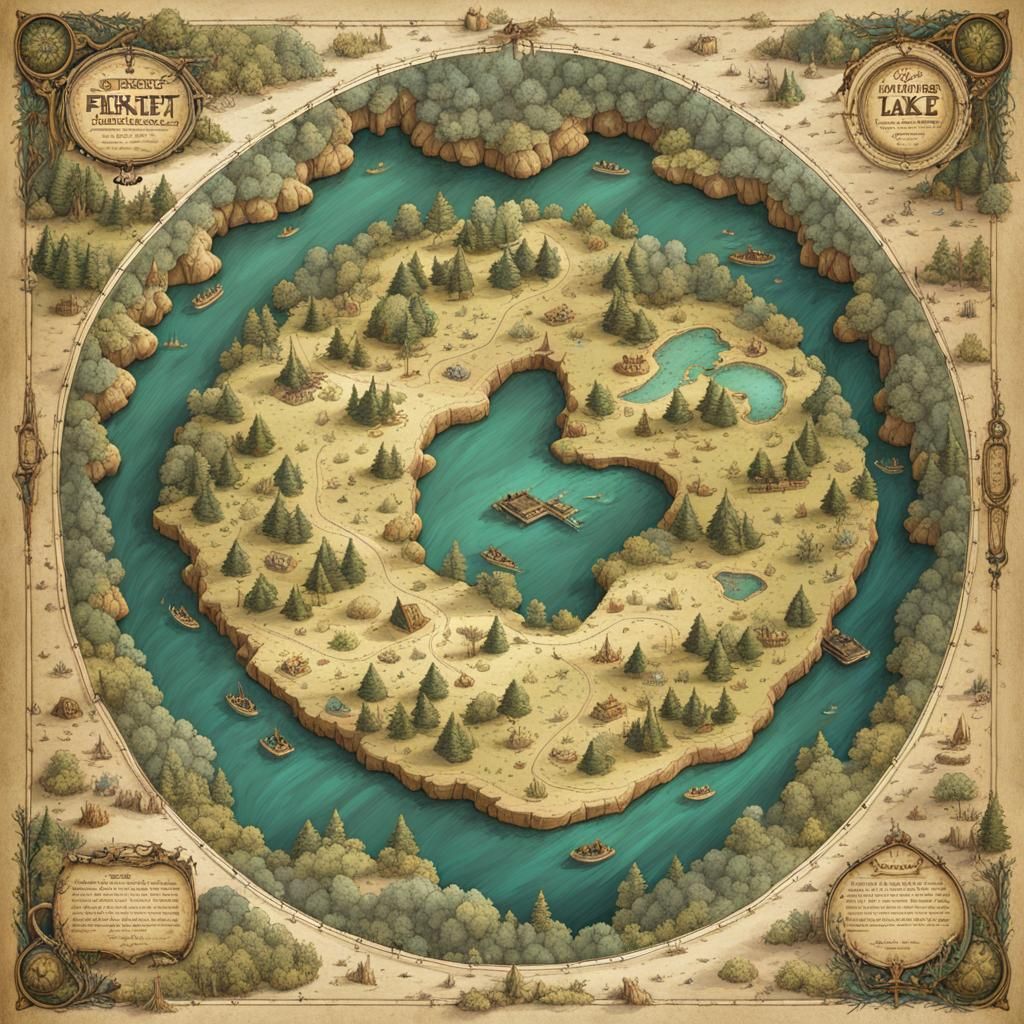 Ancient Magical Map of a Hidden Fishing Lake