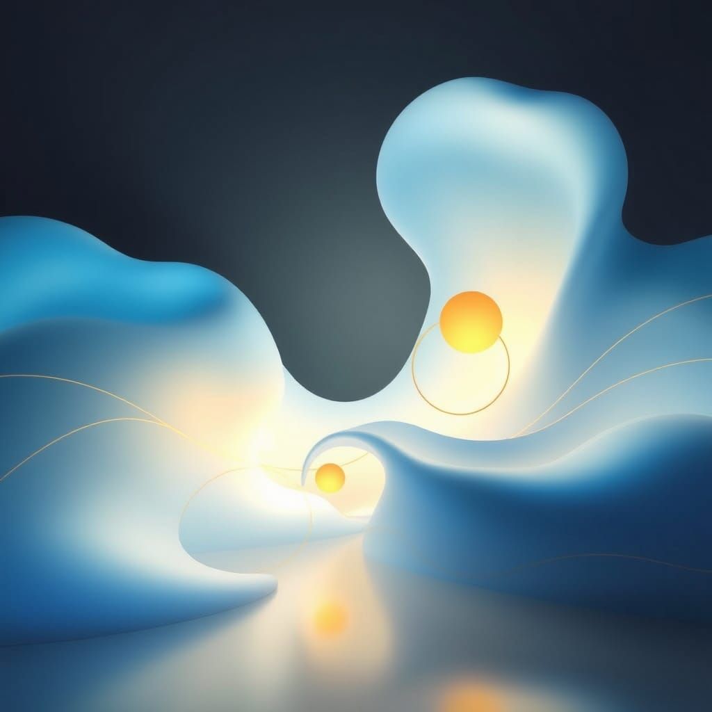 Ethereal Abstraction in Soothing Blues and Gold