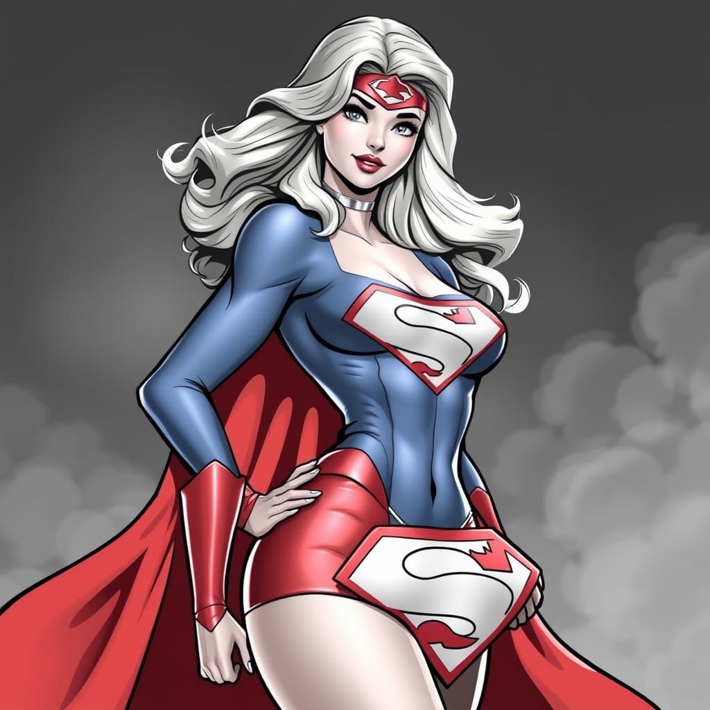 Feminine Supergirl in Sultry Pinup Pose