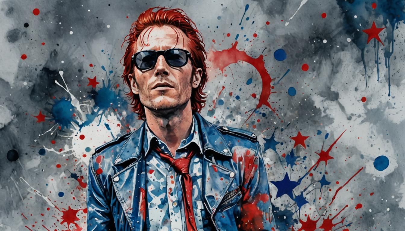 Gotham Rock Star Portrait in Watercolor Comic Style