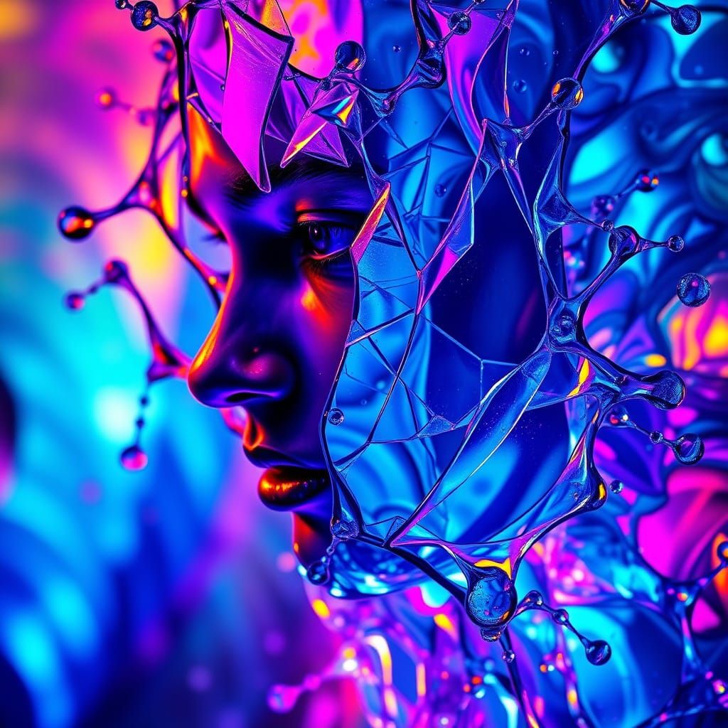 Hyperrealistic Dichroic Glass Shards With Dramatic Lighting