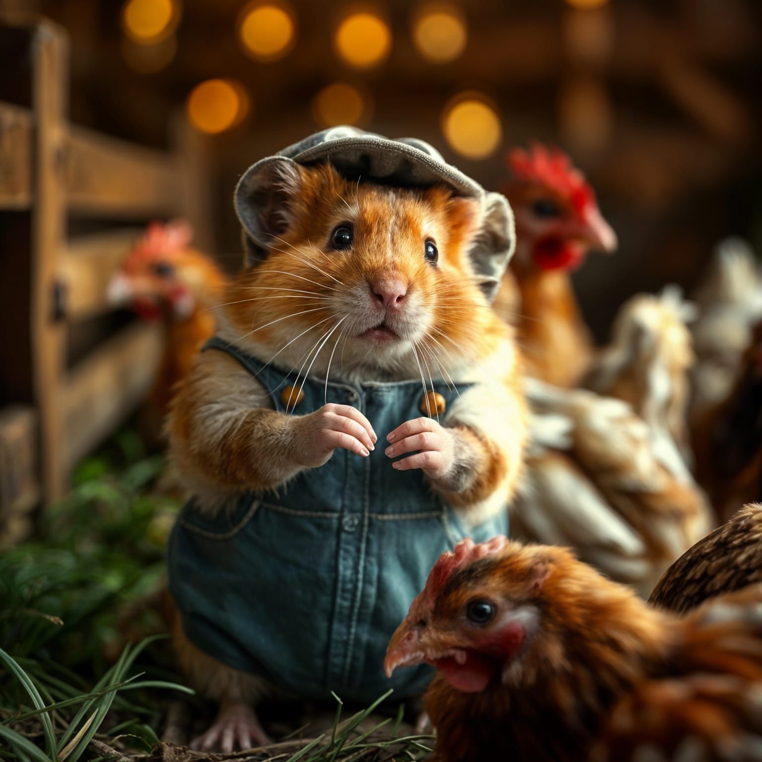 Hamster Feeding Chickens: Professional Photography