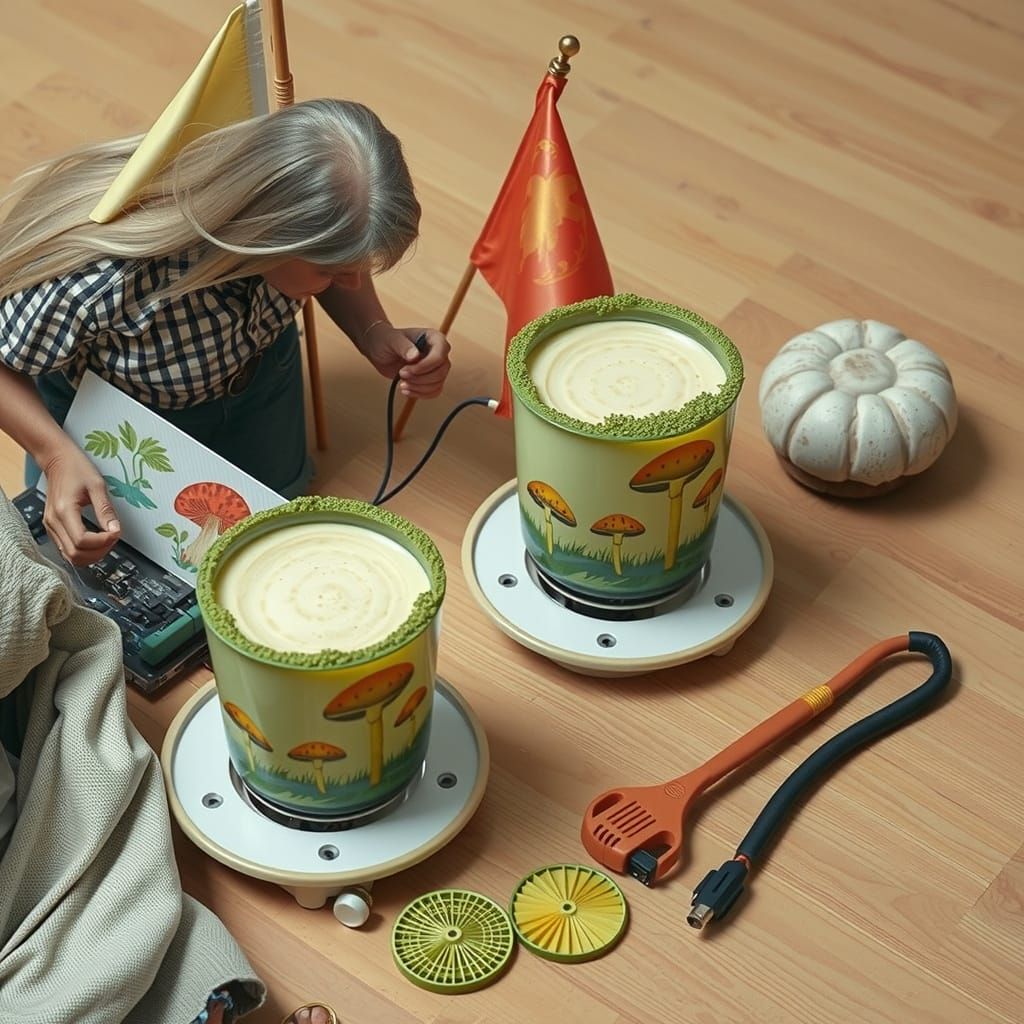 Peruvian-American Centenarians Repairing Computer with Giant...