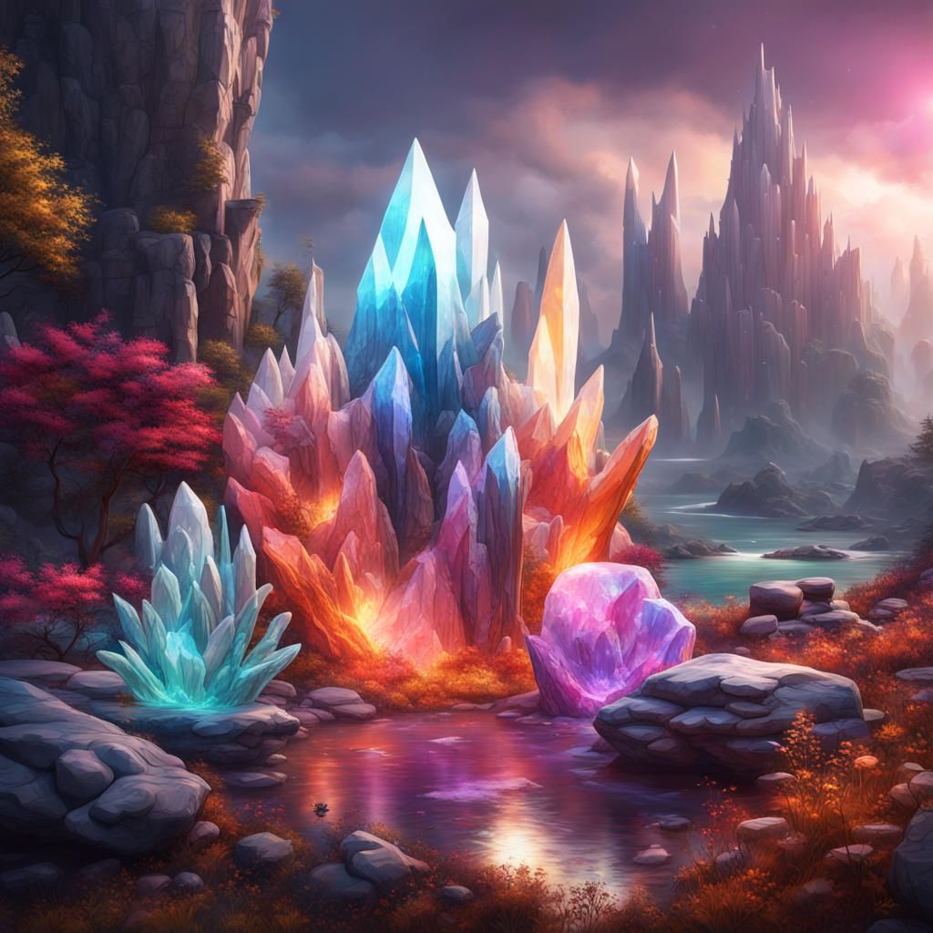 Magic Crystal Formation in Detailed Digital Art