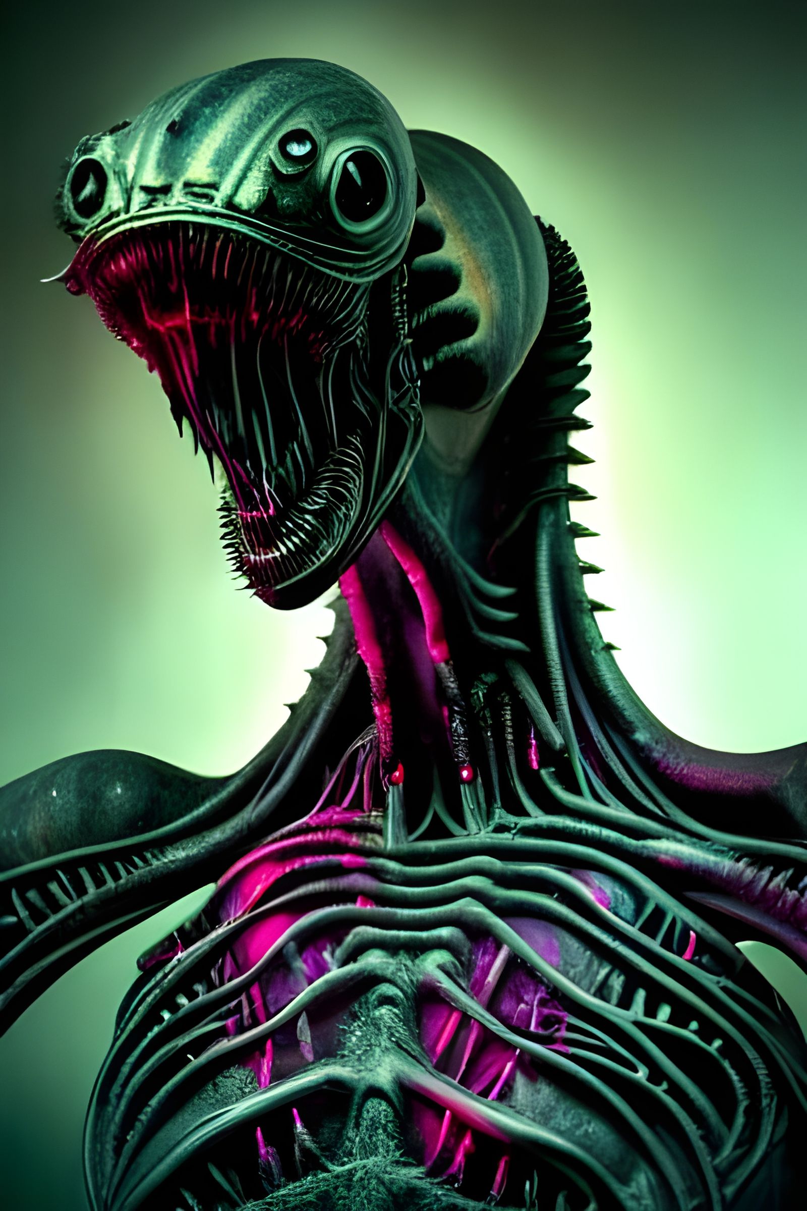 Creepy Soul-Harvester Demon in Giger Style