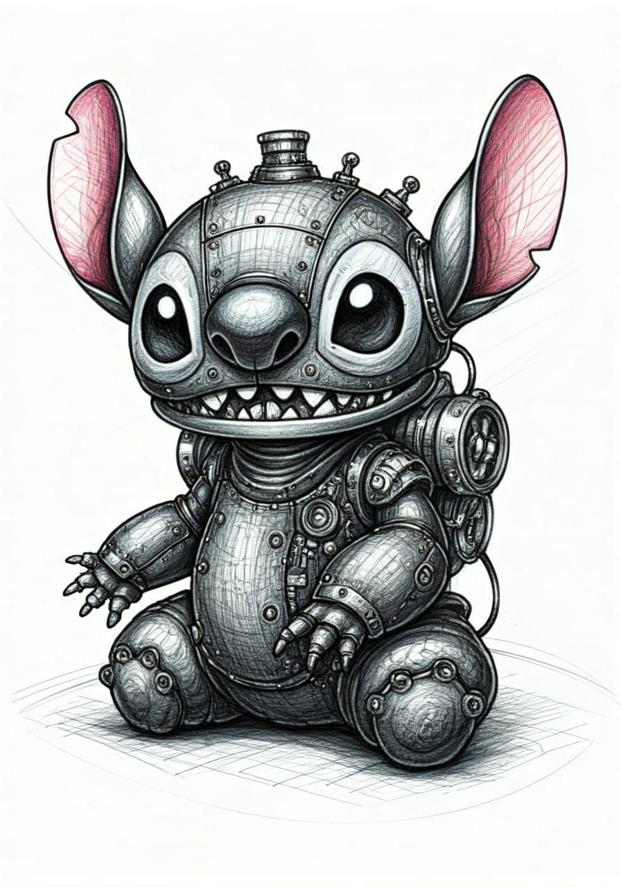 Cybernetic Stitch Study Plan in Steampunk Style