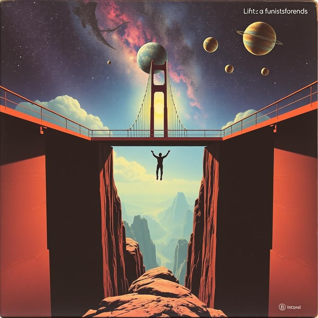 Surreal Funkstronauts Album Cover: Man Jumps Into Abyss