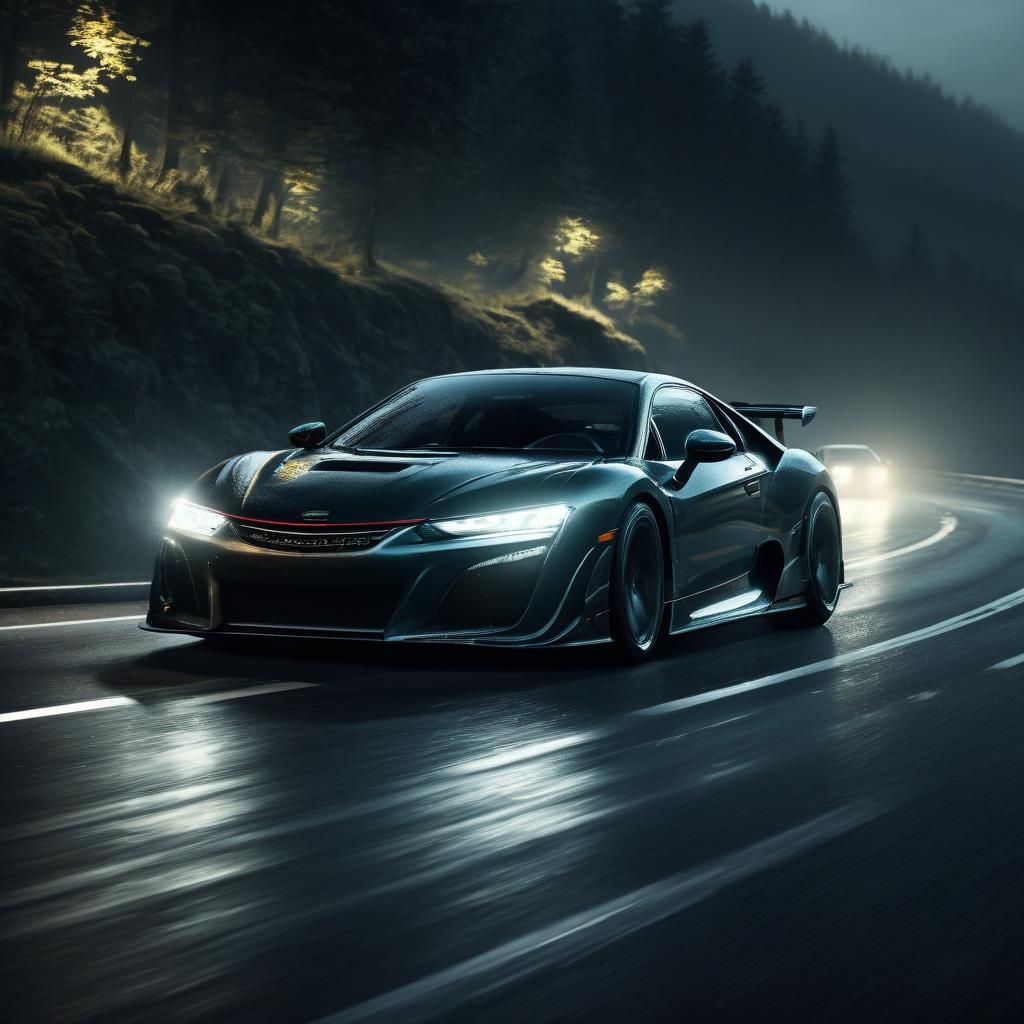 Night Drifting Car in Hyper-Realism